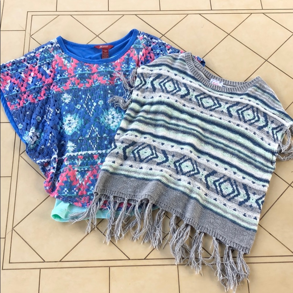 Justice Aztec Fringed Sweater & Arizona Poncho Top
